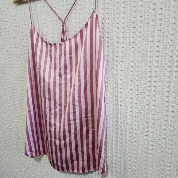 Victoria's Secret Pink Stripe Silky Satin Cami Tank Top Women's Size Large - Picture 7 of 11